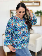 Full Size Printed Balloon Sleeve Blouse (12)