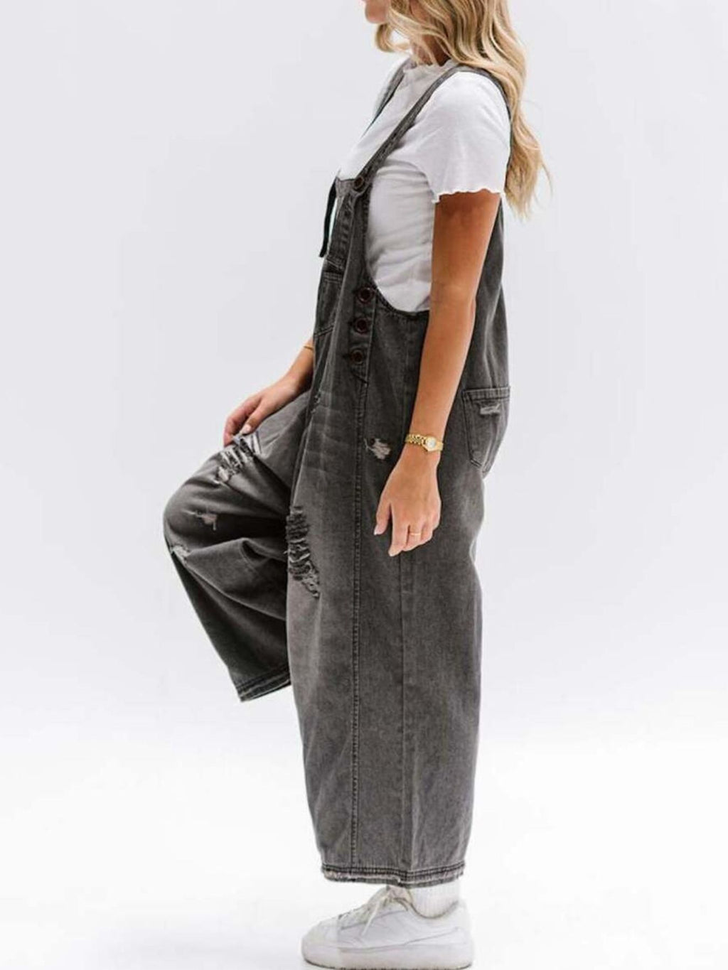 Distressed Wide Leg Denim Overalls (7)