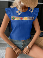 Ruffled Round Neck Cap Sleeve Blouse (29)