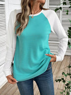 Waffle Knit Raglan Sleeve T-shirt (25)