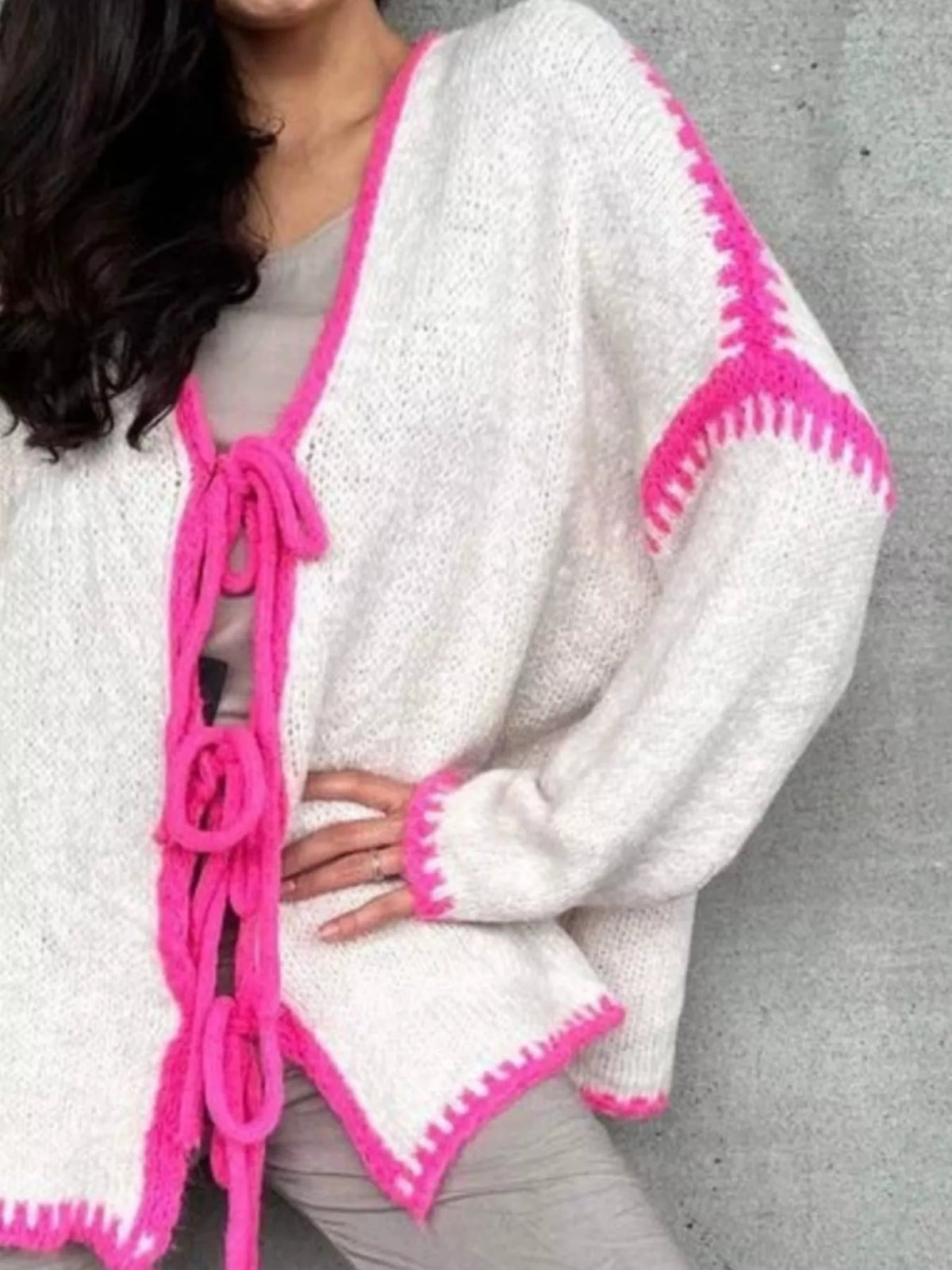 Tie Front Drop Shoulder Cardigan (11)