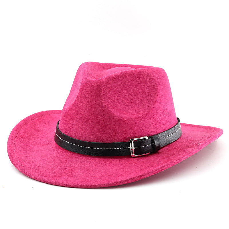 Belt Decoration Suede Curling Western Cowboy Hat Top photo 2
