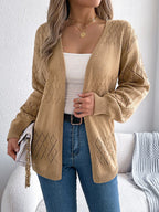 Openwork Open Front Long Sleeve Cardigan (3)