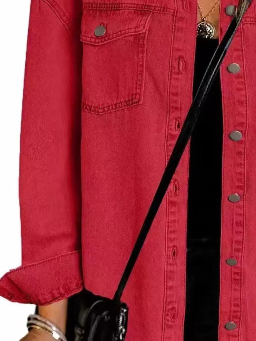 Frayed Hem Button Up Denim Jacket (14)