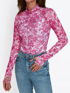 Floral Mock Neck Long Sleeve T-shirt (19)