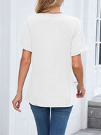 Casual V-neck Short Sleeve T-shirt (13)