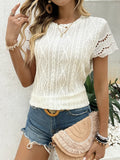 Crochet Lace Short Sleeve T-shirt