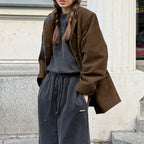 Brushed Velvet Retro Lapels Loose Suede Jacket photo 5