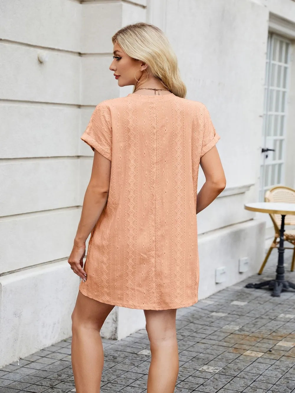 Round Neck Short Sleeve Mini Dress (12)