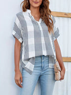 Notched Short Sleeve Blouse (6)