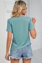 Ruched Round Neck Short Sleeve T-shirt (9)