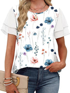 Layered Short Sleeve Round Neck T-shirt (35)