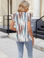 Floral Print V-neck Cap Sleeve Casual Summer Blouse (21)