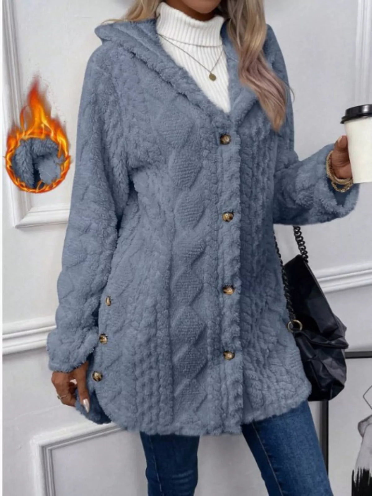 Full Size Button-down Hooded Outerwear Plus (32)