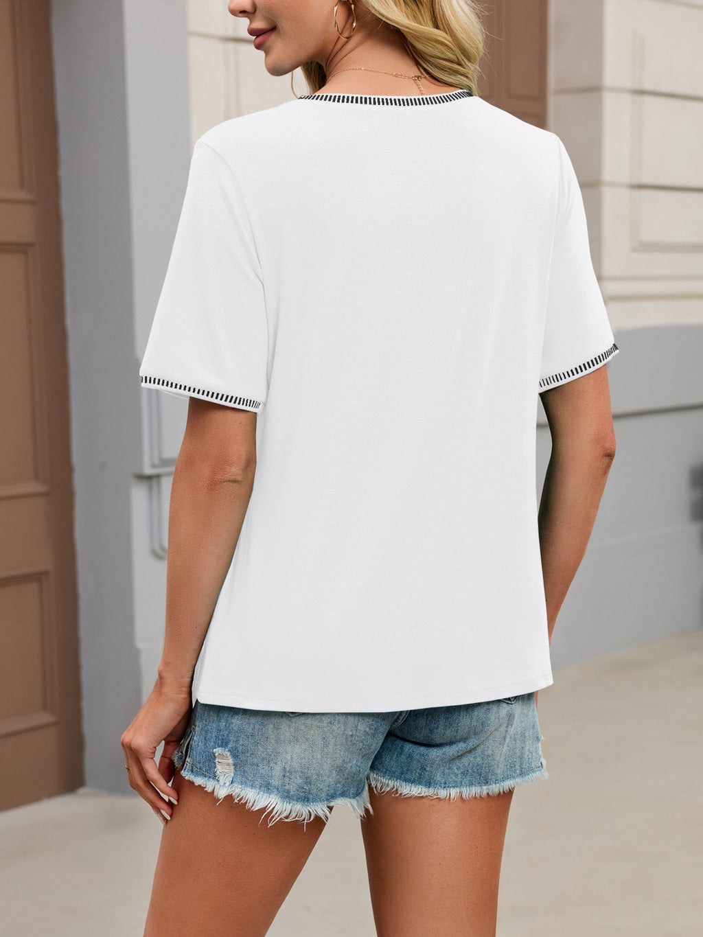 Contrast Trim Short Sleeve T-shirt (28)