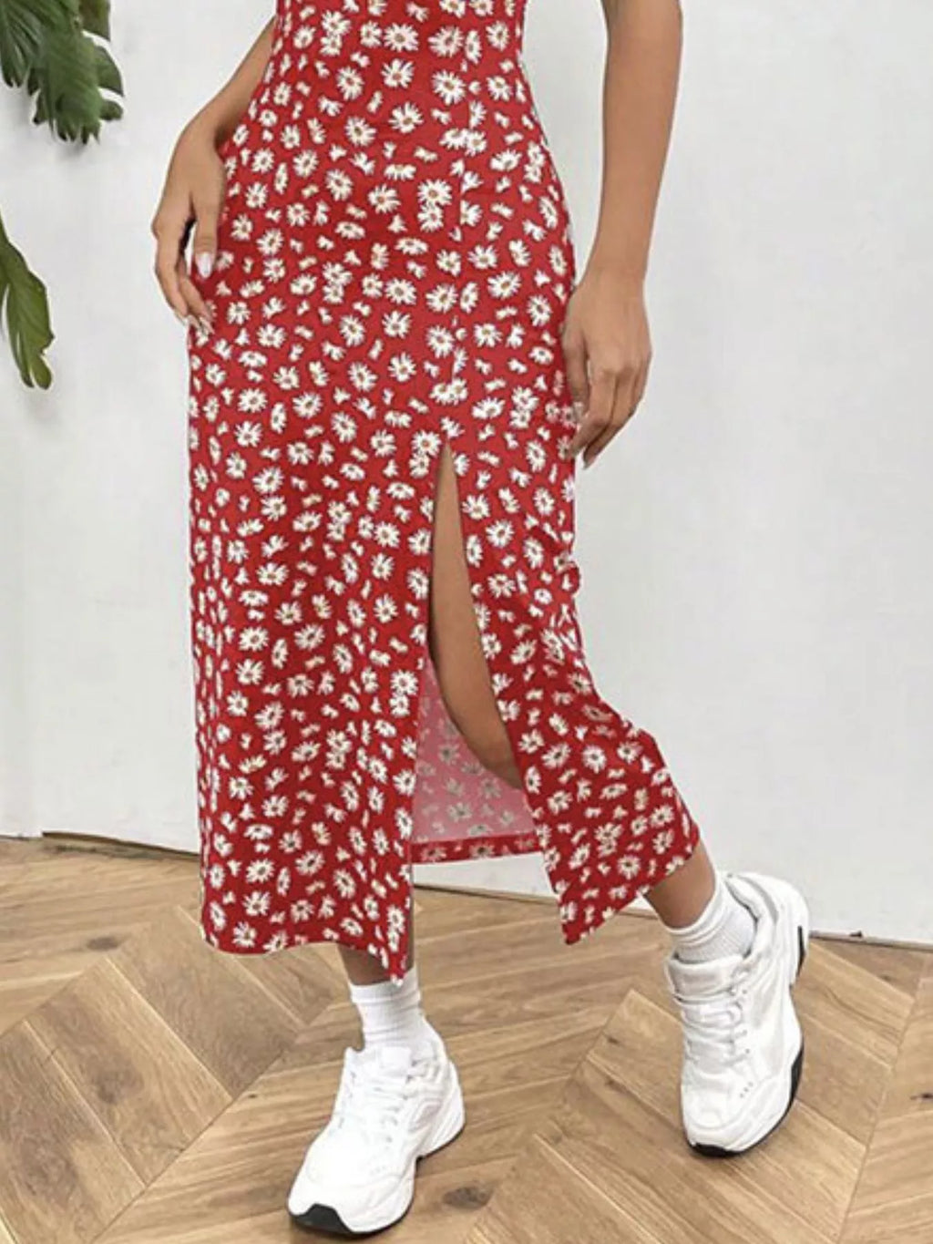 Slit Spaghetti Strap Midi Dress (15)