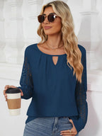 Cutout Round Neck Long Sleeve T-shirt (8)