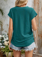 Eyelet V-neck Short Sleeve Top (4)