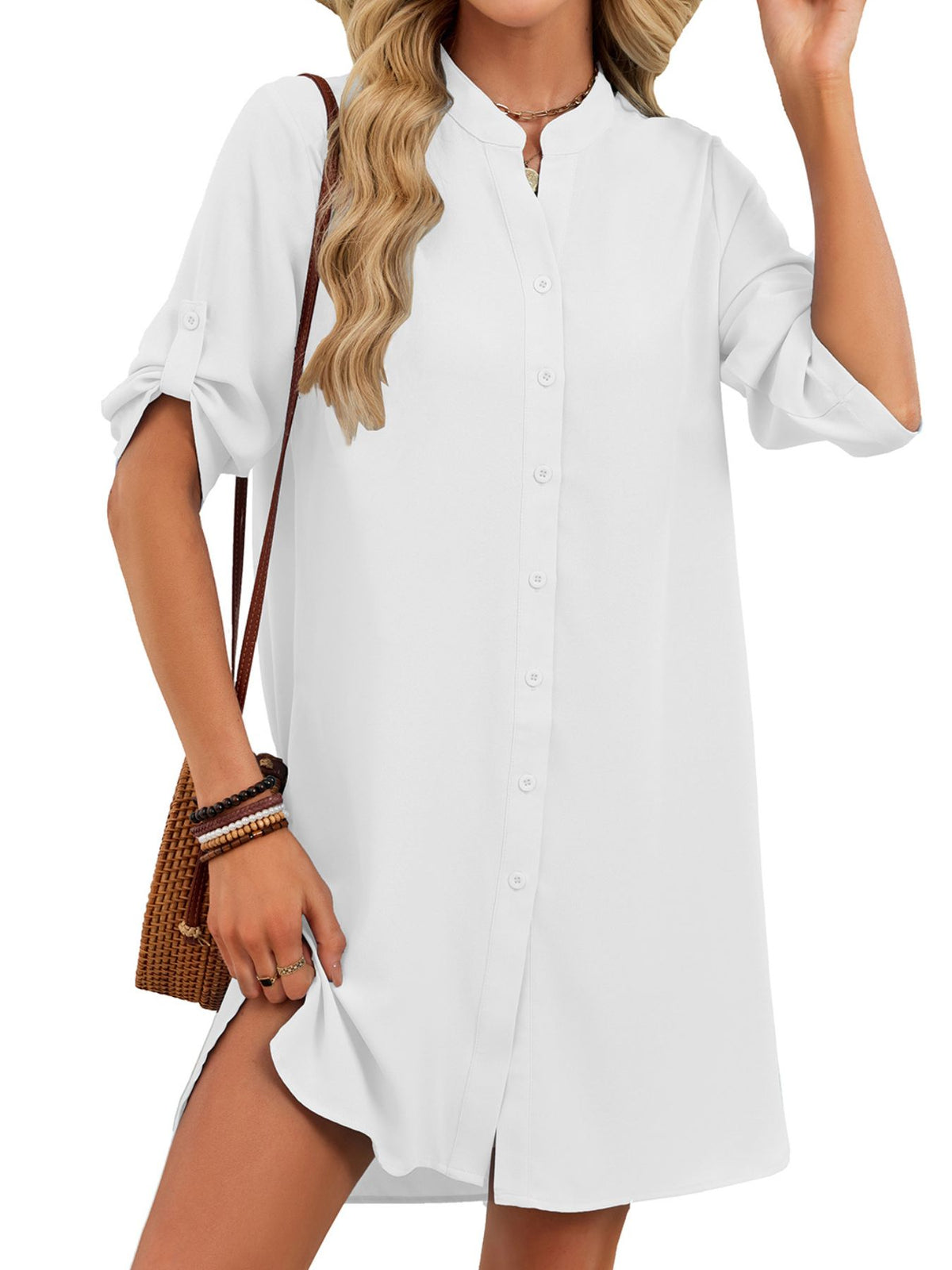 Casual Button-down Shirt Dress (19)