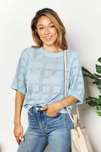 Ribbed Trim Round Neck Knit Top (3)
