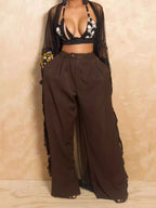 Wide-leg Pants Fringed Details (2)