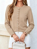 Ruffle-trimmed Button-down Knit Cardigan