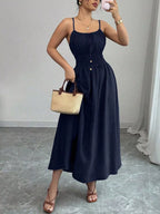Smocked Spaghetti Strap Midi Dress (14)