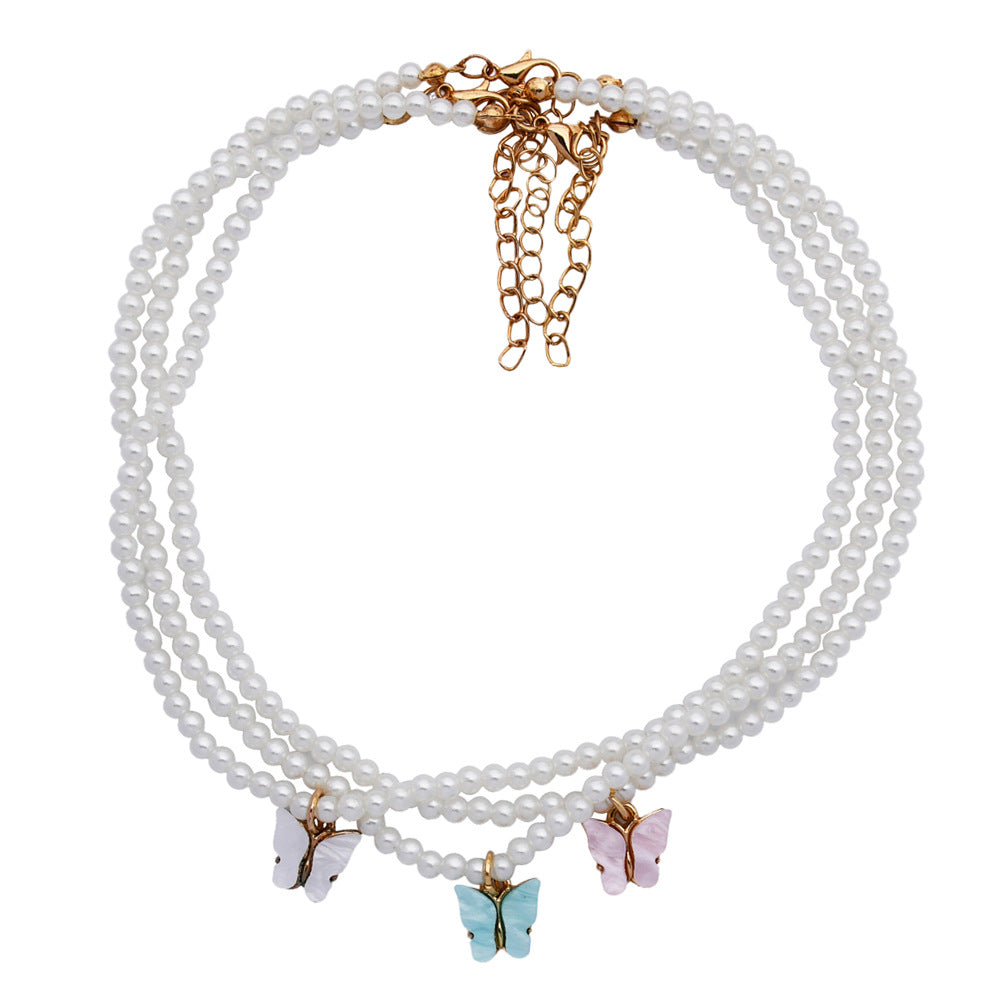 White Pearl Butterfly Necklace (8)