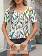 Floral Print Short Sleeve Blouse (20)