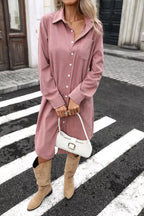 Corduroy Shirt Dress Button-down Front (10)