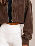 Corduroy Zip Up Cropped Jacket (12)