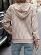 Drawstring Textured Dropped Shoulder Hoodie (2)