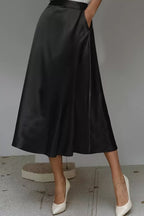 Satin A-line Midi Skirt (8)