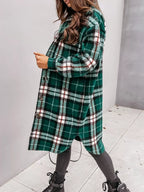 Longline Plaid Button Up Coat (12)