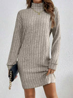 Ribbed Knit Turtleneck Mini Dress (2)