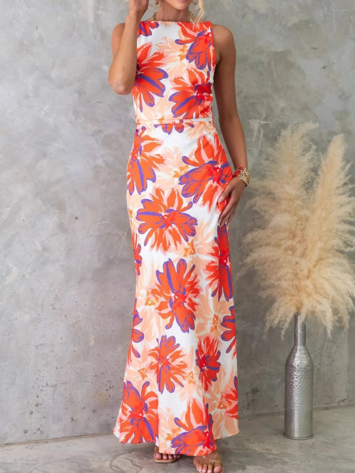 Printed Backless Sleeveless Maxi Dress (7)