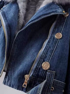 Full Size Faux Fur Collar Denim Jacket Plus (12)