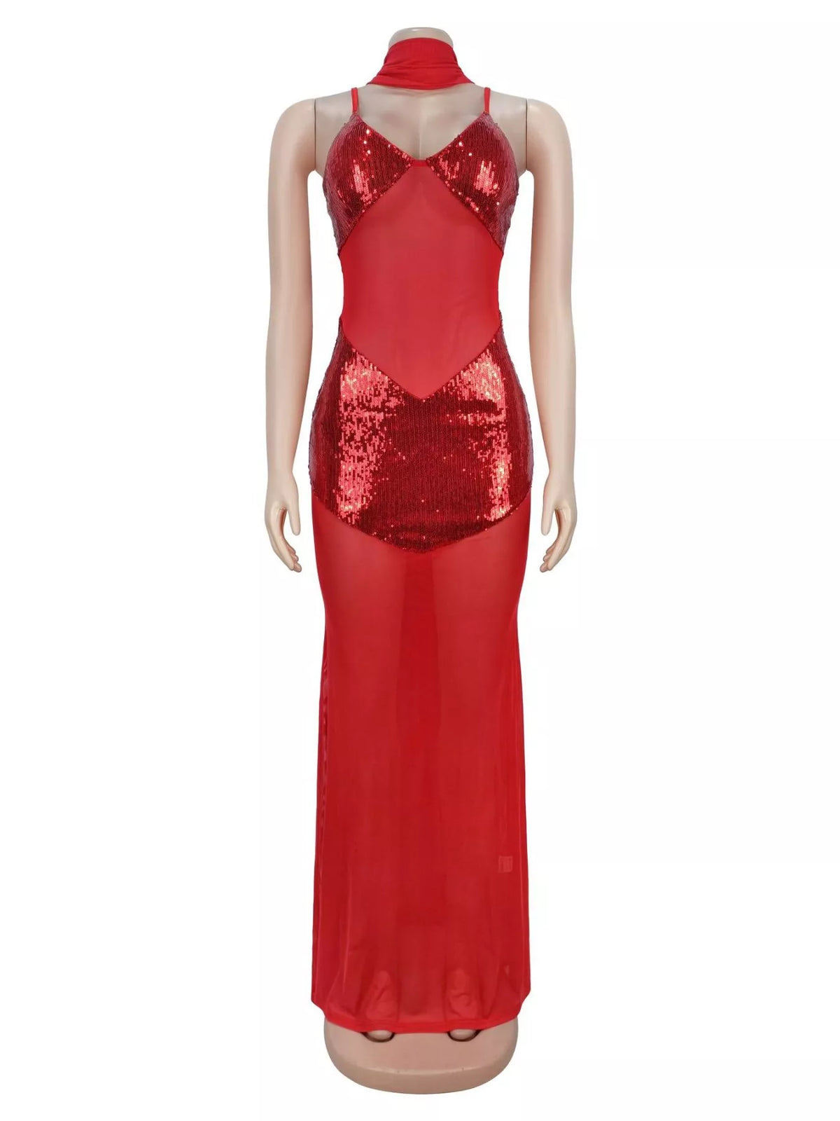 Sequin V-neck Sheer Mesh Maxi Dress (9)