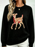 Deer Pattern Raglan Sleeve Sweater (7)