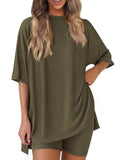 Full Size Half Sleeve T-shirt Shorts Set Plus