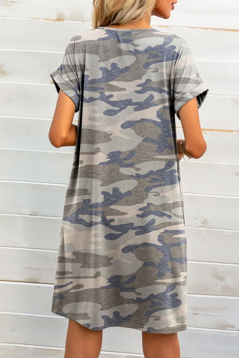 Scoop Neck Short Sleeve Pocket Dress (9)