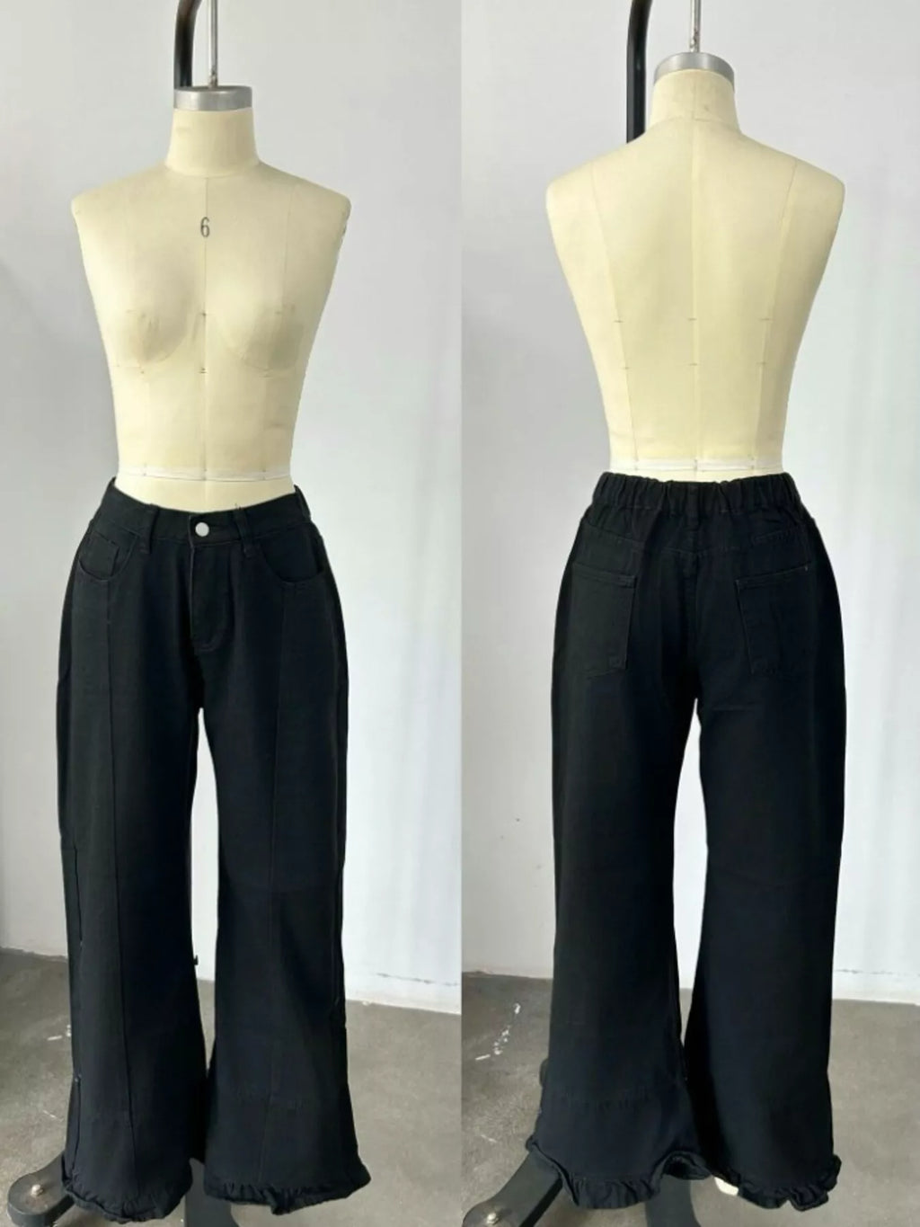 Full Size High-waisted Wide-leg Ruffle Hem Jeans Plus (8)