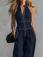 Zip Front Sleeveless Wide Leg Jumpsuit (5)