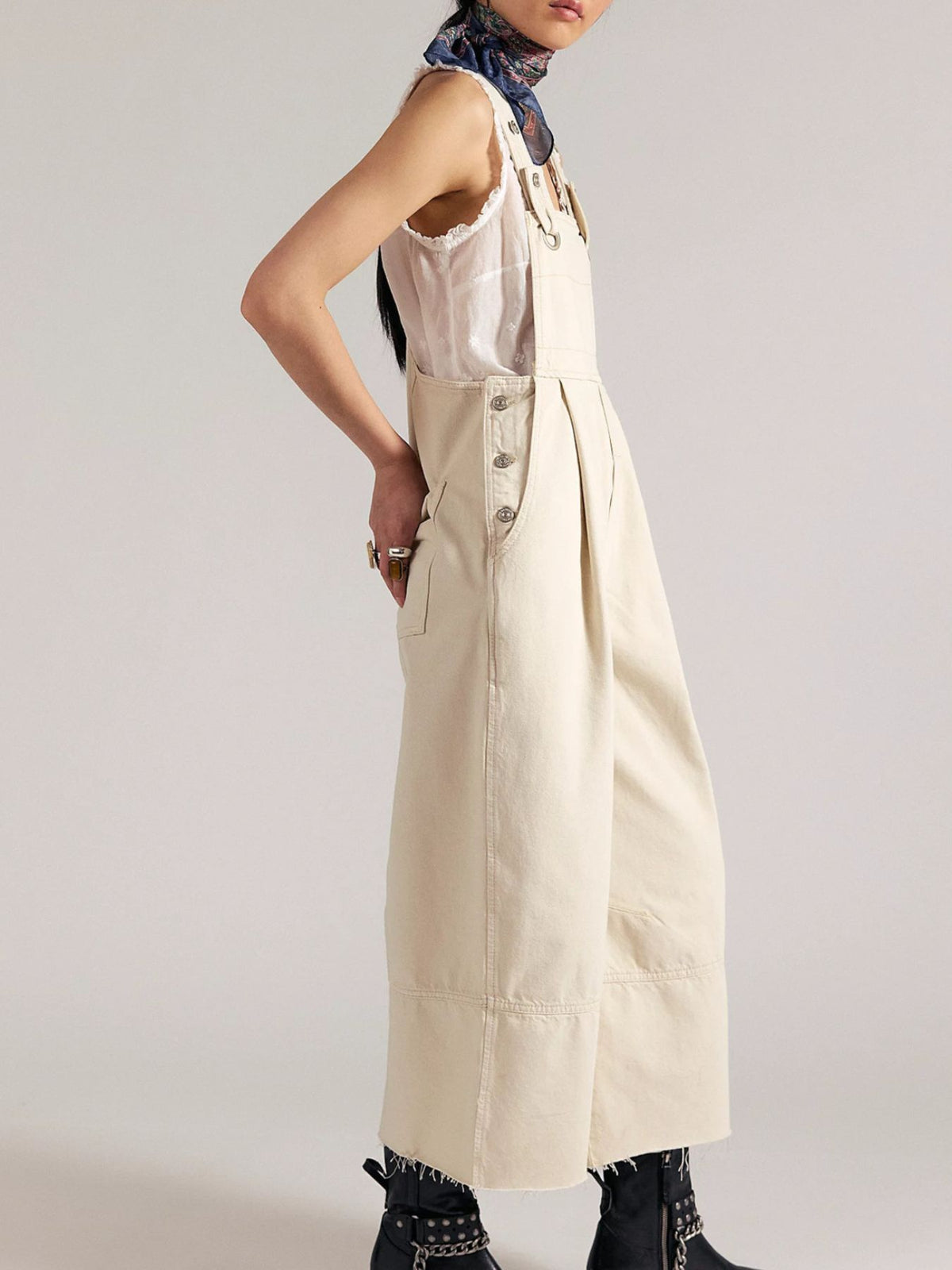 Raw Hem Wide-leg Denim Overalls (9)