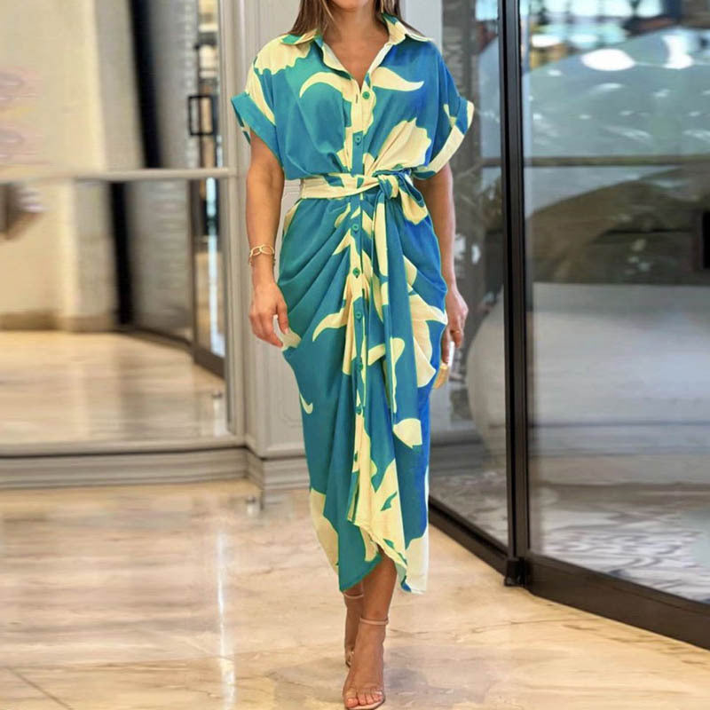 Collared Single-breasted High-waist Shirt Midi Dress variant CJLY286285637KP|CJLY286285638LO|CJLY286285639MN|CJLY286285640NM|CJLY286285641OL|CJLY286285642PK