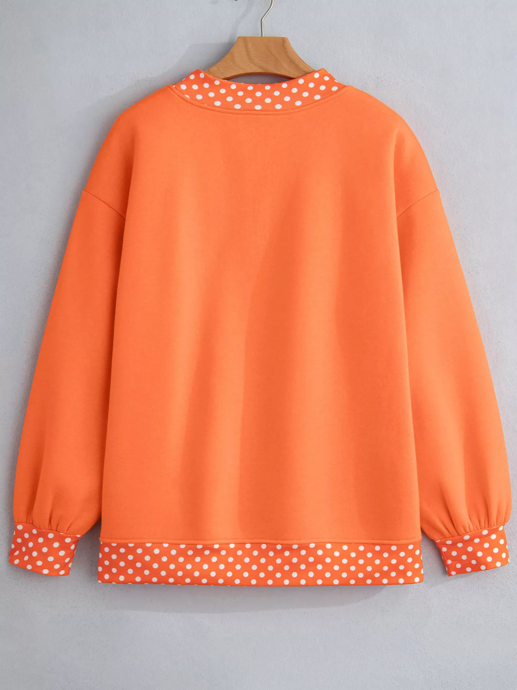 Polka Dot Trim Contrast Crew Neck Sweatshirt (13)