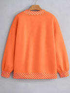 Polka Dot Trim Contrast Crew Neck Sweatshirt (13)