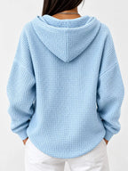 Full Size Waffle Knit Button Detail Hoodie Plus (7)