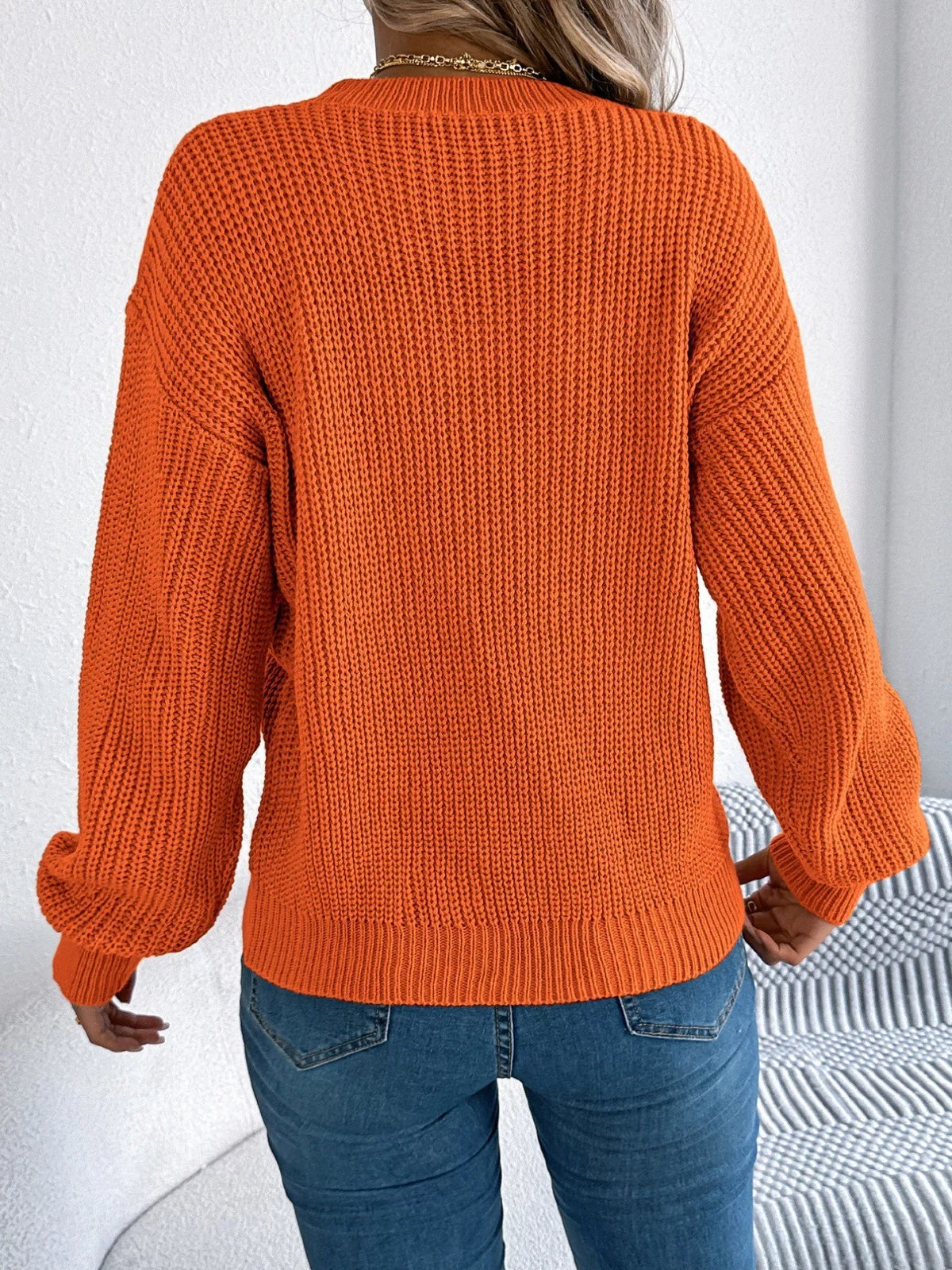 Openwork Round Neck Sweater (8)