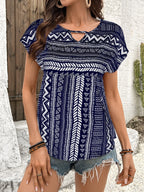 Geometric Print Short Sleeve Blouse (6)
